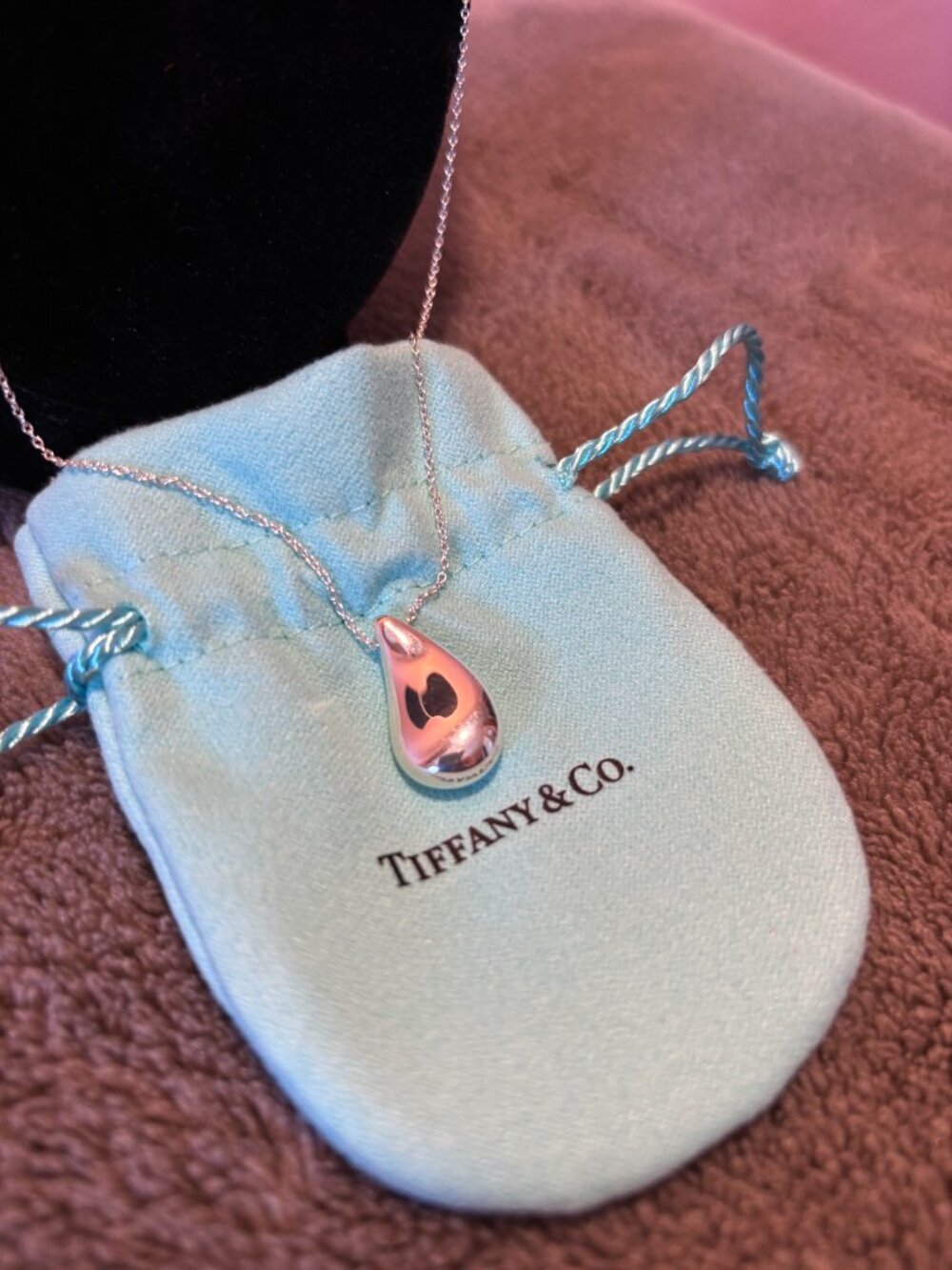 RARE Tiffany & Co. Large Teardrop Pendant 26” Inch Chain Necklace Retail 1,000+